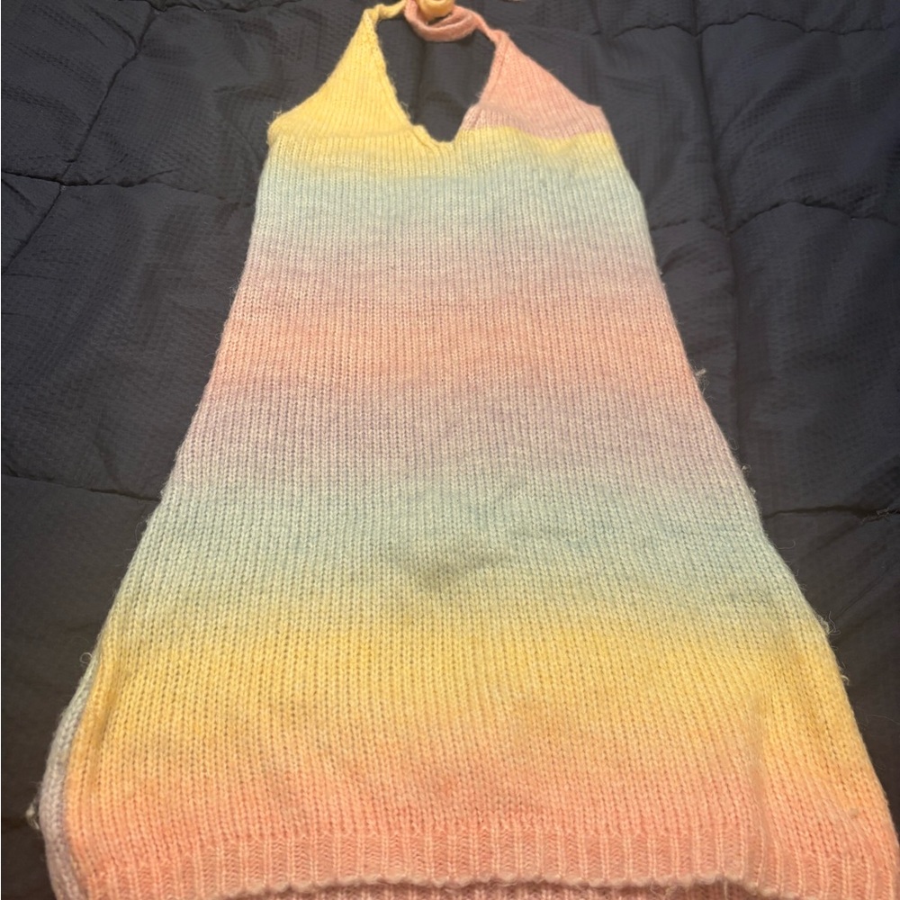 Princess Polly Pastel Gradient Halter Knit Sweater dress worn once XS/S